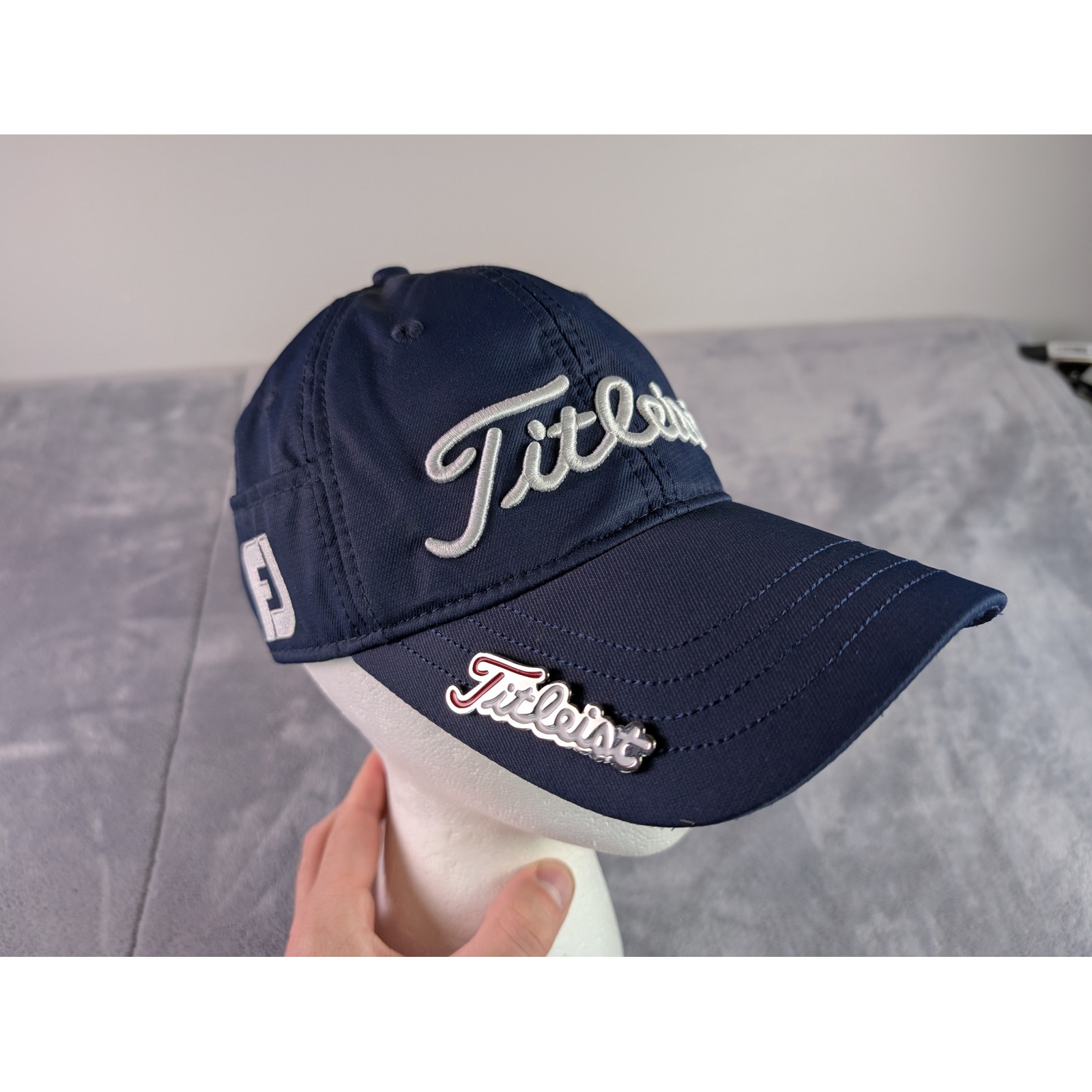 Titleist Golf Hat Navy Blue Adjustable Strapback Hat With Ball Marker Footjoy Fj